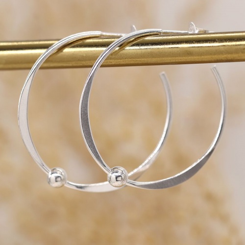 Sterling Silver Hoop and Bead Earrings by Peace of Mind